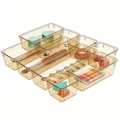 Clear Drawer Organizer Set for Makeup, Kitchen & Bathroom