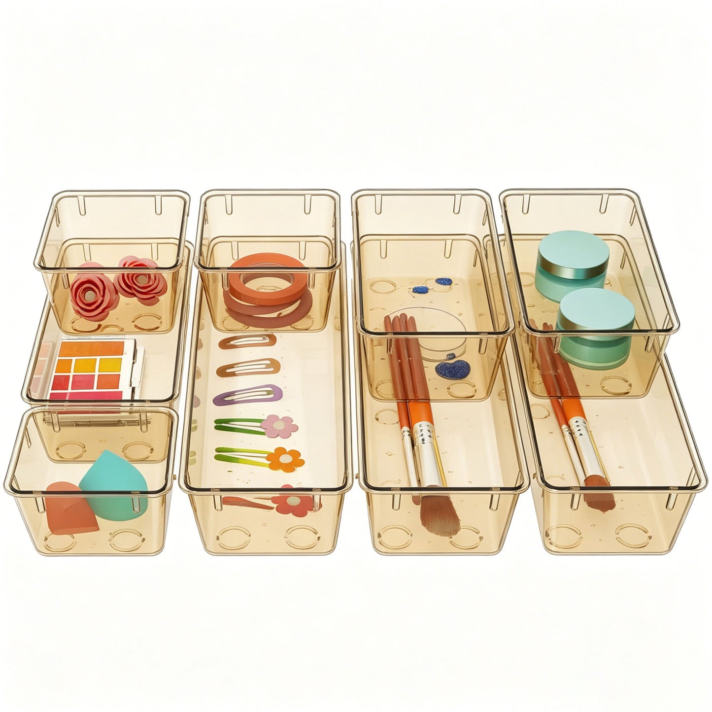 Clear Drawer Organizer Set for Makeup, Kitchen & Bathroom