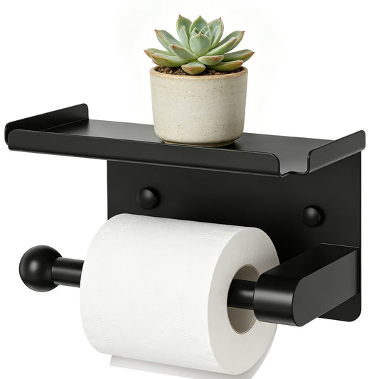 Toilet Paper Holder with Storage Shelf